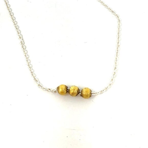 Dogeared Three Wishes Birthday Necklace Silver Chain 3 Gold Foil Balls - Picture 2 of 6